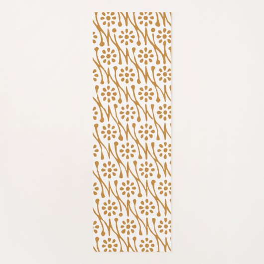 Boho Botanical Illustration Pattern Honey Gold Yogamat (Voorkant)