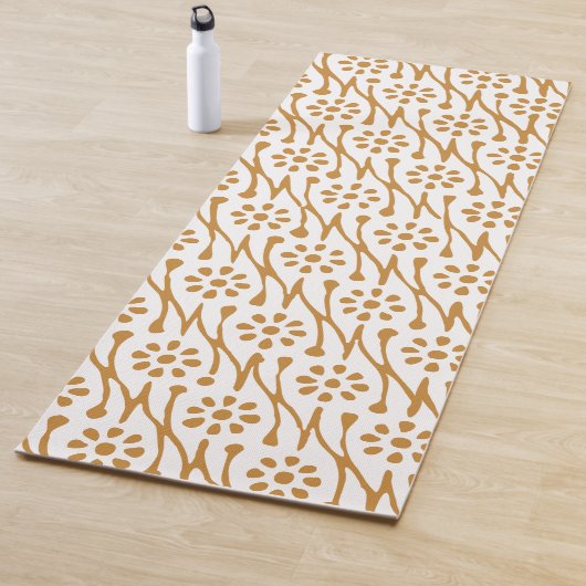 Boho Botanical Illustration Pattern Honey Gold Yogamat (In situ)