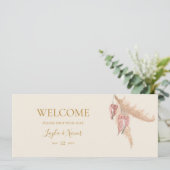 Boho Botanical Ivory Hanging Seating Chart Header (Staand voorkant)