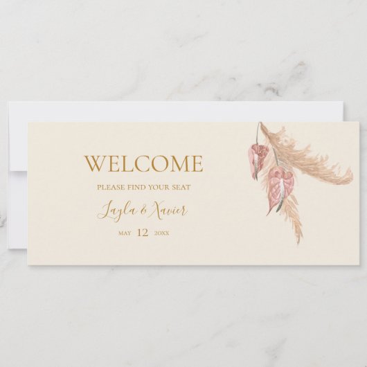 Boho Botanical Ivory Hanging Seating Chart Header (Voorkant)