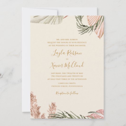 Boho Botanical | Ivory Simple Traditional Wedding Kaart (Voorkant)