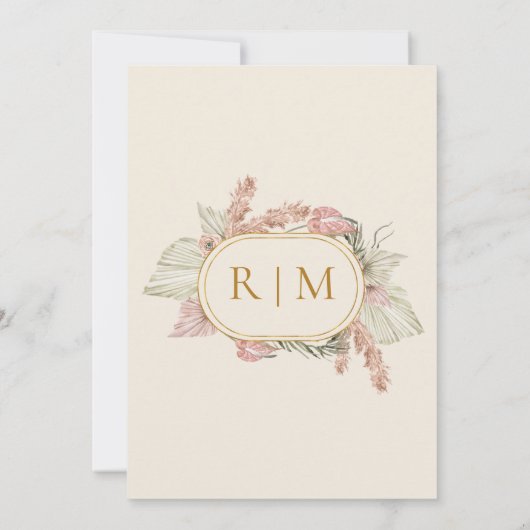 Boho Botanical | Ivory Simple Traditional Wedding Kaart (Achterkant)