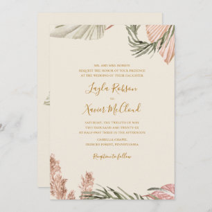 Boho Botanical   Ivory Simple Traditional Wedding Kaart
