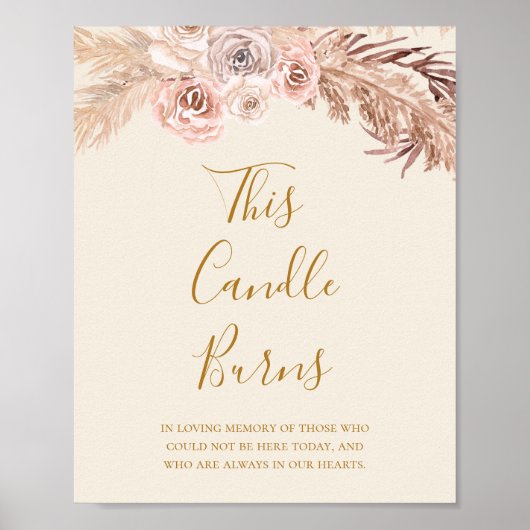 Boho Botanical | Ivory This Candle Burns Wedding Poster (Voorkant)