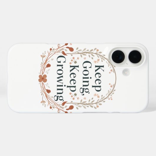 Boho Botanical "Keep Growing" Motivational Graphic Case-Mate iPhone Case (Achterkant (horizontaal))