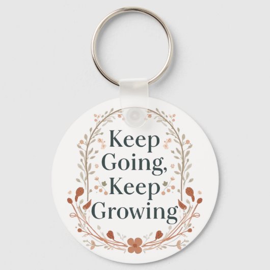 Boho Botanical "Keep Growing" Motivational Graphic Sleutelhanger (Voorkant)