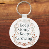 Boho Botanical "Keep Growing" Motivational Graphic Sleutelhanger (Voorkant)