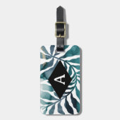 Boho Botanical Kelp Monogram Waterverf Matise Bagagelabel (Voorkant verticaal)