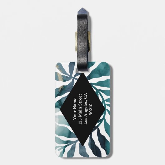 Boho Botanical Kelp Monogram Waterverf Matise Bagagelabel (Achterkant verticaal)