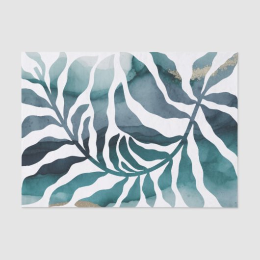 Boho Botanical Kelp Monogram Waterverf Matise Tissuepapier (Voorkant)