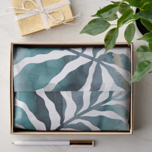 Boho Botanical Kelp Monogram Waterverf Matise Tissuepapier (Geschenk)