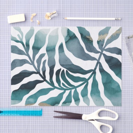 Boho Botanical Kelp Monogram Waterverf Matise Tissuepapier (Craft)