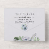 Boho Botanical Lavender Floral Wedding Foto RSVP All In One Uitnodiging (Achterkant)