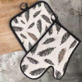 Boho Botanical Leaf Oven Mitt & Pot Houder Ovenwant & Pannenlap Set