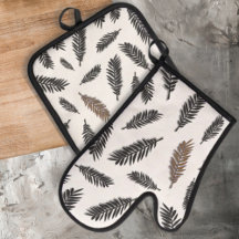 Boho Botanical Leaf Oven Mitt & Pot Houder