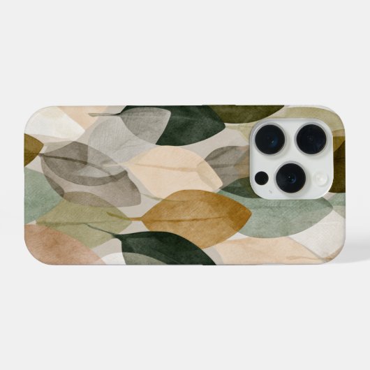 Boho Botanical Leaf Pattern Phone Case Neutral iPhone Hoesje (Achterkant horizontaal)