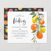 Boho Botanical Lemon and Oranje Wedding Invitation (Voorkant / Achterkant)