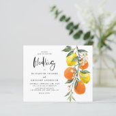 Boho Botanical Lemon and Oranje Wedding Invitation (Staand voorkant)