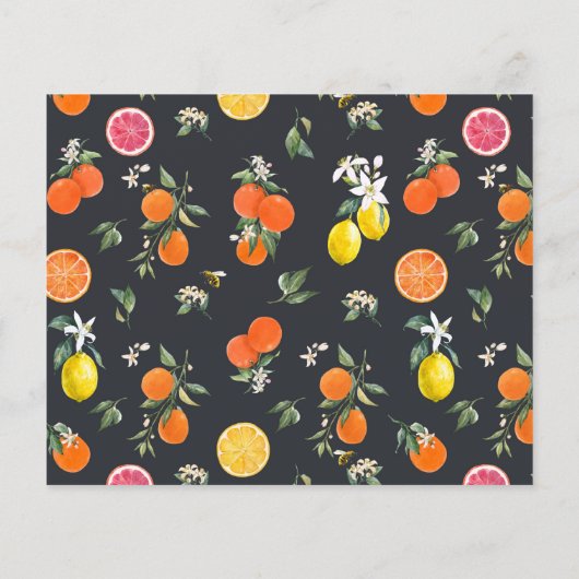 Boho Botanical Lemon and Oranje Wedding Invitation (Achterkant)