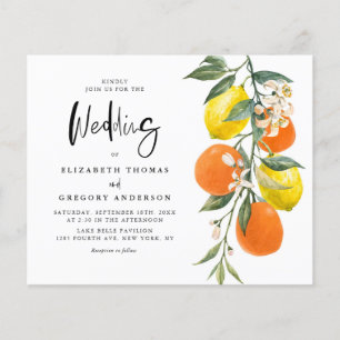 Boho Botanical Lemon and Oranje Wedding Invitation
