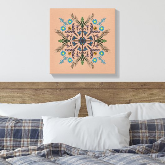 Boho Botanical Mandala Tropical Greenery Canvas Afdruk (Insitu (Slaapkamer))