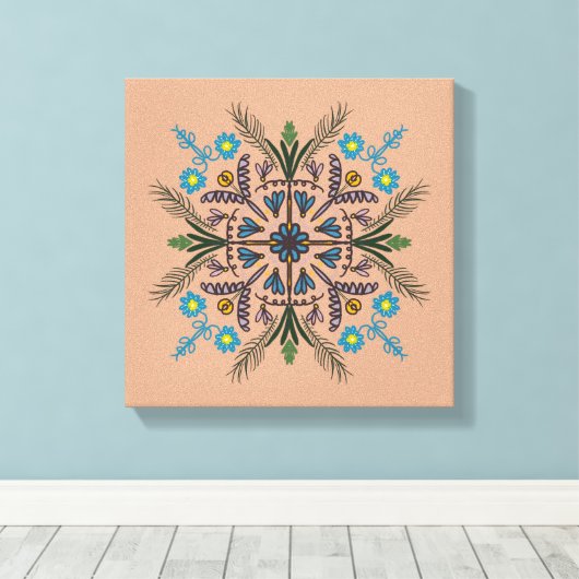 Boho Botanical Mandala Tropical Greenery Canvas Afdruk (Insitu (Houten vloer))