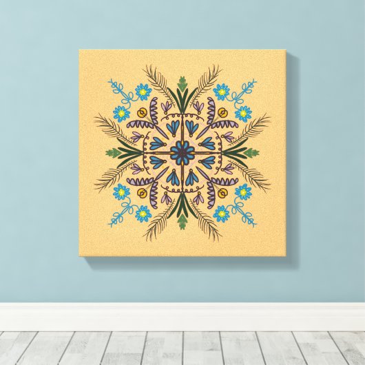 Boho Botanical Mandala Tropical Greenery Sinaasapp Canvas Afdruk (Insitu (Houten vloer))