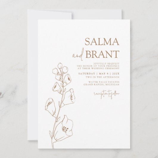 Boho Botanical · Minimalistische moderne bloemen Kaart (Voorkant)