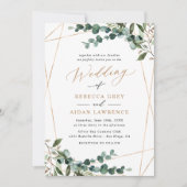 Boho Botanical Modern Greenery Gold Wedding Kaart (Voorkant)