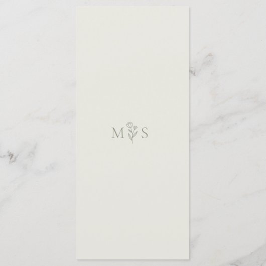 Boho Botanical Monogram Sage Green Wedding Menu (Achterkant)