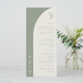 Boho Botanical Monogram Sage Green Wedding Menu (Staand voorkant)