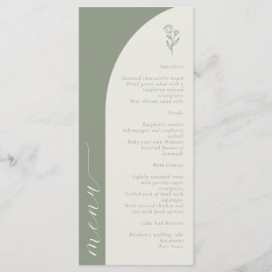 Boho Botanical Monogram Sage Green Wedding Menu