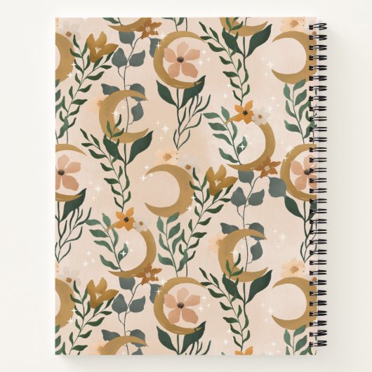 Boho Botanical Moons Blush Personalized Recipe not Notitieboek (Achterkant)