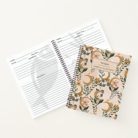 Boho Botanical Moons Blush Personalized Recipe not Notitieboek (Binnen)