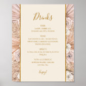 Boho Botanical | Onderteken van het menu Ivory Wed Poster (Voorkant)