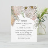 Boho Botanical Pampas Grass Wedding Invitation Kaart (Staand voorkant)