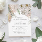 Boho Botanical Pampas Grass Wedding Invitation Kaart