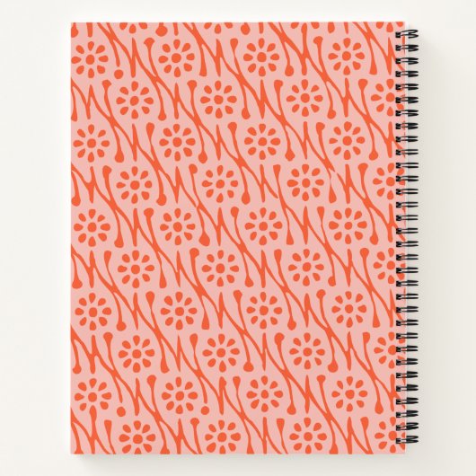Boho Botanical Pattern Blush Coral Personalized Notitieboek (Achterkant)