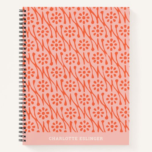 Boho Botanical Pattern Blush Coral Personalized Notitieboek (Voorkant)