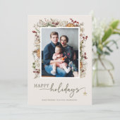 Boho Botanical Photo Collage Holiday Card Kaart (Staand voorkant)