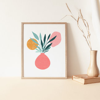 Boho Botanical Potted Plant Art Poster