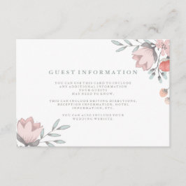 Boho Botanical Rustic Gast Details Koraal en Grijs Informatiekaartje