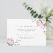 Boho Botanical Rustic Gast Details Koraal en Grijs Informatiekaartje (Staand voorkant)