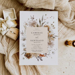 Boho Botanical Rustic Wedding Photo Invitation Kaart