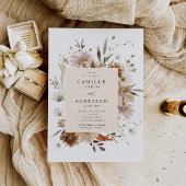 Boho Botanical Rustic Wedding Photo Invitation Kaart
