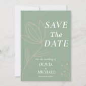 Boho Botanical Saga Green QR code Sla de datum op Save The Date (Voorkant)