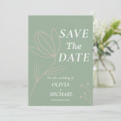 Boho Botanical Saga Green QR code Sla de datum op Save The Date (Staand voorkant)