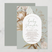 Boho Botanical Sage Baby shower by Mail Invitation Kaart (Voorkant / Achterkant)
