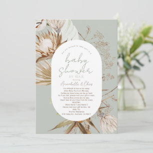 Boho Botanical Sage Baby shower by Mail Invitation Kaart