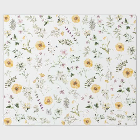 Boho Botanical Spring Wildflower Garden Cadeaupapier (Vlak)